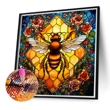 Load image into Gallery viewer, Flowers Bee Glass Painting 40*40CM (canvas) Full Round Drill Diamond Painting
