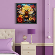 Load image into Gallery viewer, Flowers Bee Glass Painting 40*40CM (canvas) Full Round Drill Diamond Painting
