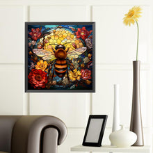 Load image into Gallery viewer, Flowers Bee Glass Painting 40*40CM (canvas) Full Round Drill Diamond Painting
