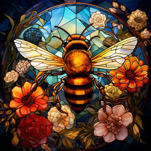 Load image into Gallery viewer, Flowers Bee Glass Painting 40*40CM (canvas) Full Round Drill Diamond Painting
