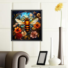 Load image into Gallery viewer, Flowers Bee Glass Painting 40*40CM (canvas) Full Round Drill Diamond Painting
