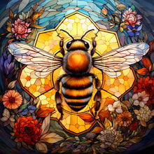 Load image into Gallery viewer, Flowers Bee Glass Painting 40*40CM (canvas) Full Round Drill Diamond Painting
