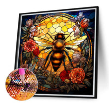 Load image into Gallery viewer, Flowers Bee Glass Painting 40*40CM (canvas) Full Round Drill Diamond Painting
