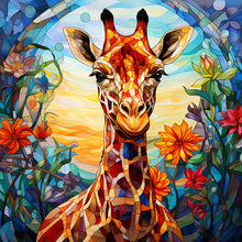 Load image into Gallery viewer, Giraffe Glass Painting 40*40CM (canvas) Full Round Drill Diamond Painting
