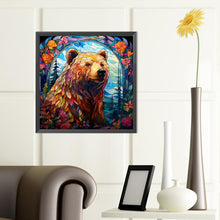 Load image into Gallery viewer, Brown Bear Glass Painting 40*40CM (canvas) Full Round Drill Diamond Painting
