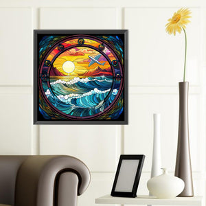 Mountains And Rivers Glass Paintings 40*40CM (canvas) Full Round Drill Diamond Painting