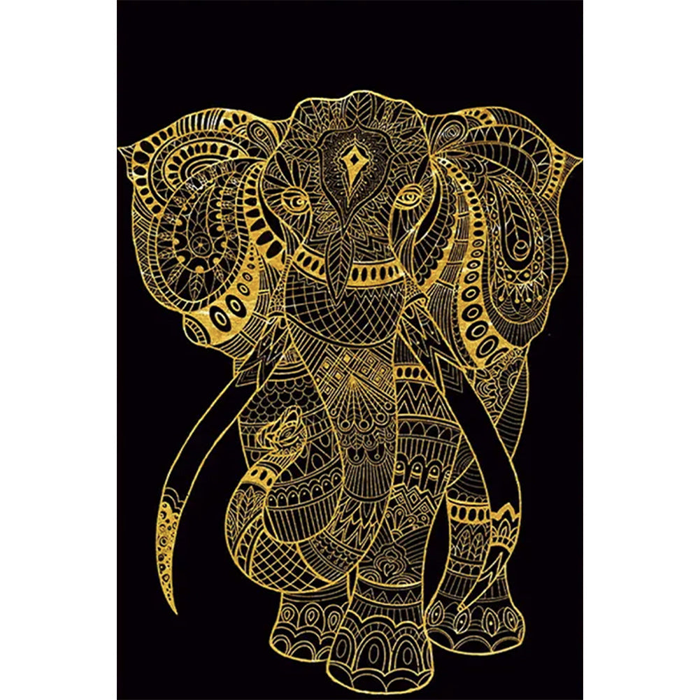 Black Gold Elephant 40*60CM (canvas) Full Round Drill Diamond Painting