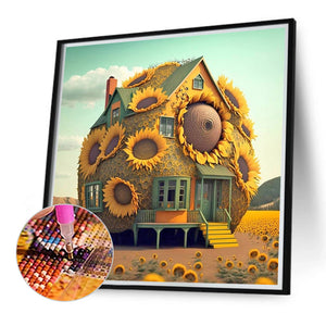 Sunflower House 40*40CM (canvas) Full Round Drill Diamond Painting