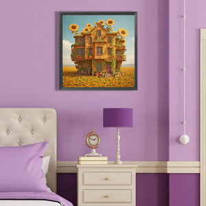 Sunflower House 40*40CM (canvas) Full Round Drill Diamond Painting