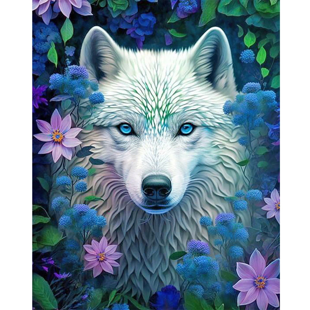 White Wolf 40*50CM (canvas) Full Round Drill Diamond Painting