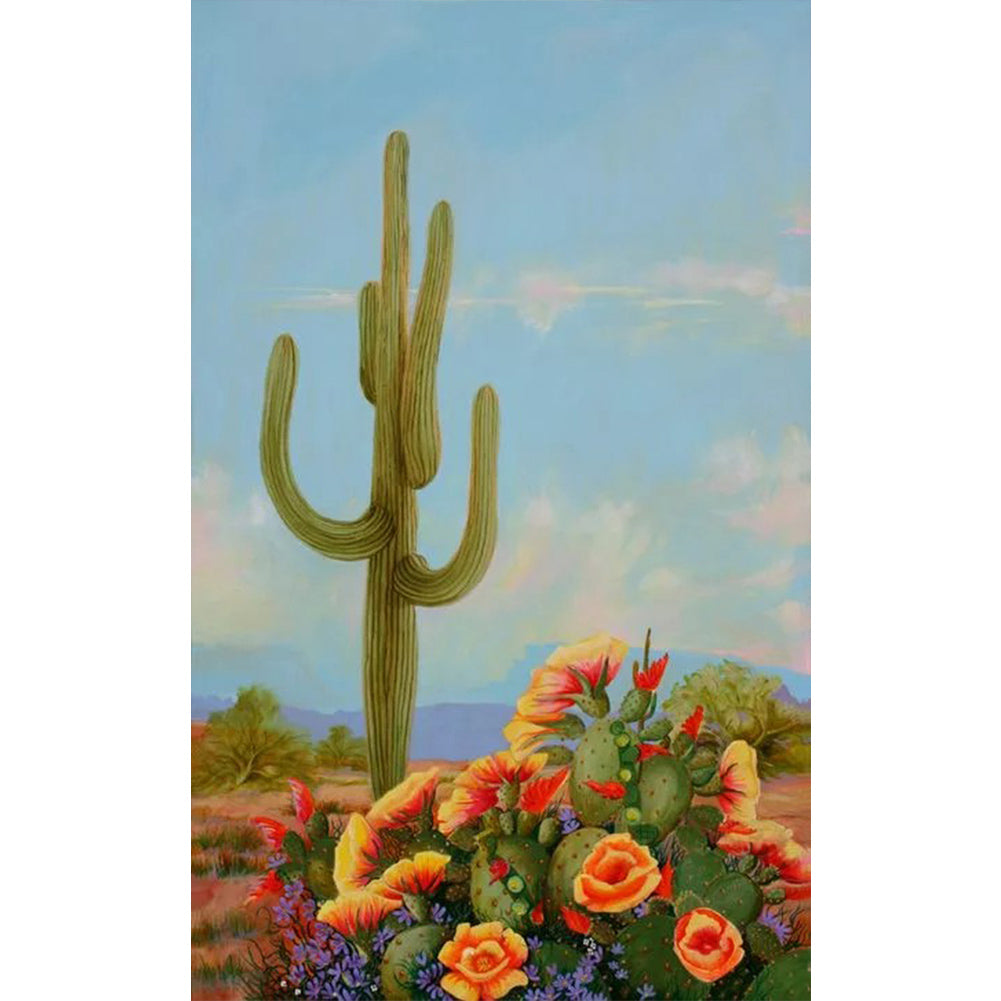 Cactus Flower 30*50CM (canvas) Full Round Drill Diamond Painting