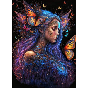 Butterfly Girl 40*55CM (canvas) Full Round AB Drill Diamond Painting