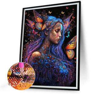 Butterfly Girl 40*55CM (canvas) Full Round AB Drill Diamond Painting