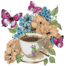 Load image into Gallery viewer, Coffee And Flower Butterfly 30*30CM (canvas) Partial Special-Shaped Drill Diamond Painting
