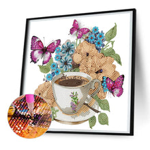 Load image into Gallery viewer, Coffee And Flower Butterfly 30*30CM (canvas) Partial Special-Shaped Drill Diamond Painting
