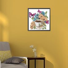 Load image into Gallery viewer, Coffee And Flower Butterfly 30*30CM (canvas) Partial Special-Shaped Drill Diamond Painting
