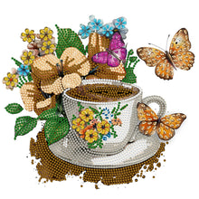 Load image into Gallery viewer, Coffee And Flower Butterfly 30*30CM (canvas) Partial Special-Shaped Drill Diamond Painting
