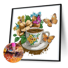 Load image into Gallery viewer, Coffee And Flower Butterfly 30*30CM (canvas) Partial Special-Shaped Drill Diamond Painting
