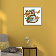 Load image into Gallery viewer, Coffee And Flower Butterfly 30*30CM (canvas) Partial Special-Shaped Drill Diamond Painting
