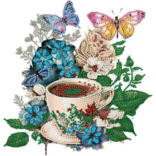 Load image into Gallery viewer, Coffee And Flower Butterfly 30*30CM (canvas) Partial Special-Shaped Drill Diamond Painting
