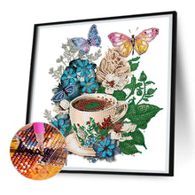 Load image into Gallery viewer, Coffee And Flower Butterfly 30*30CM (canvas) Partial Special-Shaped Drill Diamond Painting
