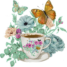 Load image into Gallery viewer, Coffee And Flower Butterfly 30*30CM (canvas) Partial Special-Shaped Drill Diamond Painting
