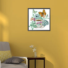 Load image into Gallery viewer, Coffee And Flower Butterfly 30*30CM (canvas) Partial Special-Shaped Drill Diamond Painting
