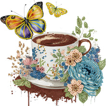 Load image into Gallery viewer, Coffee And Flower Butterfly 30*30CM (canvas) Partial Special-Shaped Drill Diamond Painting
