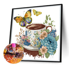 Load image into Gallery viewer, Coffee And Flower Butterfly 30*30CM (canvas) Partial Special-Shaped Drill Diamond Painting
