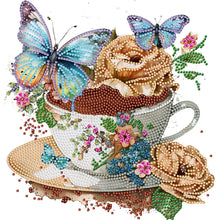 Load image into Gallery viewer, Coffee And Flower Butterfly 30*30CM (canvas) Partial Special-Shaped Drill Diamond Painting
