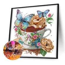 Load image into Gallery viewer, Coffee And Flower Butterfly 30*30CM (canvas) Partial Special-Shaped Drill Diamond Painting
