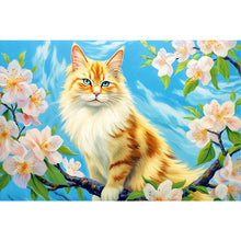 Load image into Gallery viewer, Cat Surrounded By Flowers 60*40CM (canvas) Full Round Drill Diamond Painting
