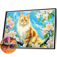 Load image into Gallery viewer, Cat Surrounded By Flowers 60*40CM (canvas) Full Round Drill Diamond Painting
