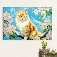 Load image into Gallery viewer, Cat Surrounded By Flowers 60*40CM (canvas) Full Round Drill Diamond Painting
