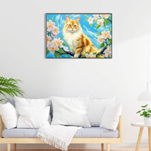 Load image into Gallery viewer, Cat Surrounded By Flowers 60*40CM (canvas) Full Round Drill Diamond Painting
