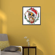 Load image into Gallery viewer, Little Tiger Wearing Santa Hat 30*30CM (canvas) Partial Special-Shaped Drill Diamond Painting
