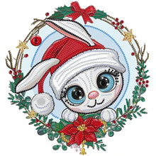 Load image into Gallery viewer, Little Bunny Wearing Santa Hat 30*30CM (canvas) Partial Special-Shaped Drill Diamond Painting
