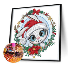 Load image into Gallery viewer, Little Bunny Wearing Santa Hat 30*30CM (canvas) Partial Special-Shaped Drill Diamond Painting
