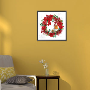 Christmas Wreath 30*30CM (canvas) Partial Special-Shaped Drill Diamond Painting