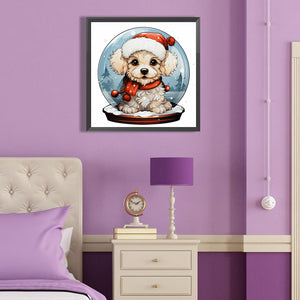 Crystal Ball Dog 40*40CM (canvas) Full Round Drill Diamond Painting