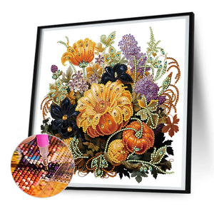 Autumn Pumpkin Sunflowers 30*30CM (canvas) Partial Special-Shaped Drill Diamond Painting