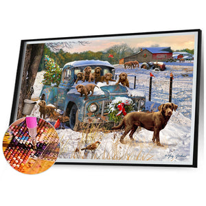 Rural Snow Scene 70*50CM (canvas) Full Square Drill Diamond Painting