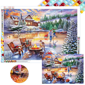 Rural Snow Scene 70*50CM (canvas) Full Square Drill Diamond Painting