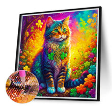 Load image into Gallery viewer, Colorful Four Leaf Clover Cat 40*40CM (canvas) Full Round Drill Diamond Painting
