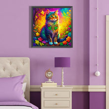 Load image into Gallery viewer, Colorful Four Leaf Clover Cat 40*40CM (canvas) Full Round Drill Diamond Painting
