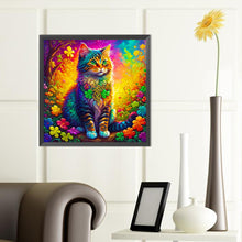 Load image into Gallery viewer, Colorful Four Leaf Clover Cat 40*40CM (canvas) Full Round Drill Diamond Painting
