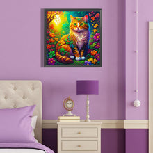 Load image into Gallery viewer, Cat Among Colorful Four-Leaf Clovers 40*40CM (canvas) Full Round Drill Diamond Painting
