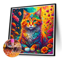 Load image into Gallery viewer, Cat Among Colorful Flowers 40*40CM (canvas) Full Round Drill Diamond Painting
