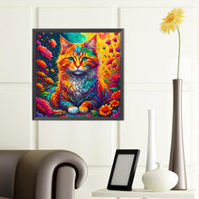 Load image into Gallery viewer, Cat Among Colorful Flowers 40*40CM (canvas) Full Round Drill Diamond Painting
