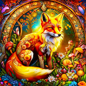 Brilliant Fox 40*40CM (canvas) Full Round Drill Diamond Painting